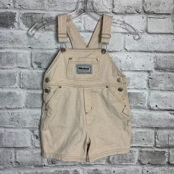 Vintage Weebok Denim Basics Kids Jean Carpenter Shortalls Bib Overalls Size 4T - Picture 1 of 11
